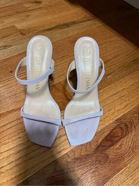 Stuart Weitzman Pastel Lilac Double-Strap Square-Toe Heels- Worn twice only!